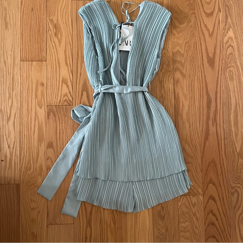 Zara mint pleated romper with tied waist - Picture 11 of 11